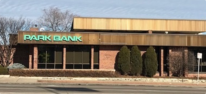 Exterior of Park Bank, showing a sale-leasback property by Brookline Asset Management